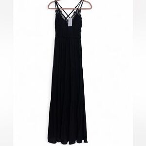 Baltic Born Black Textured Lacey Maxi Dress